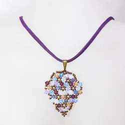 Pendant 65cm - Shea Grapes-Purple Suedine - Pendant 65cm - Laiton bronze